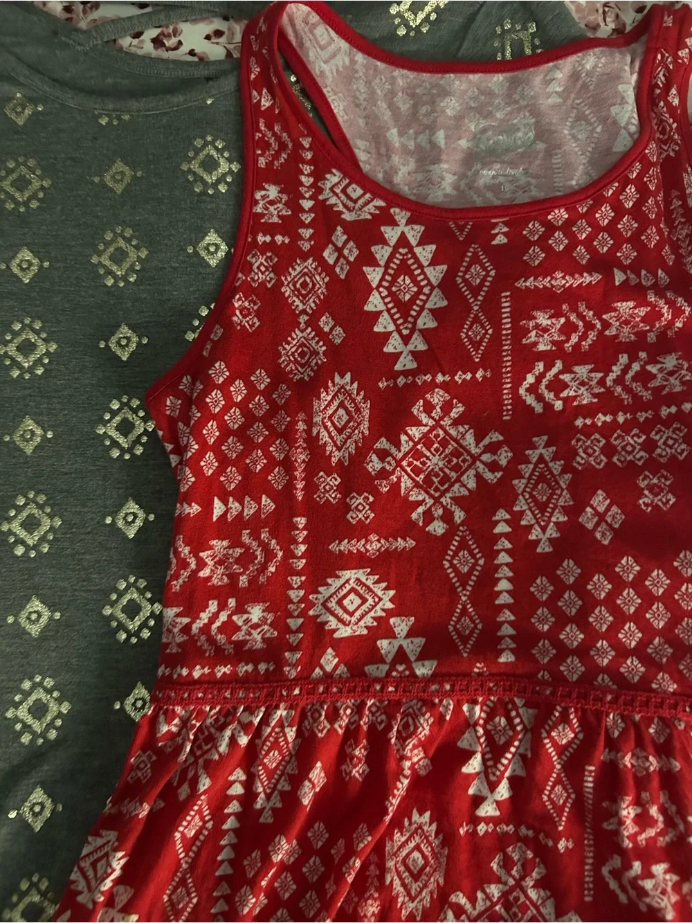 Set of two aztec print Justice brand size 16 girl’s tops